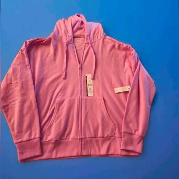 Womens Time and Tru Long Sleeve SUPER SOFT PINK Fleece Hooded Jacket Hoodie XL - Picture 4 of 9